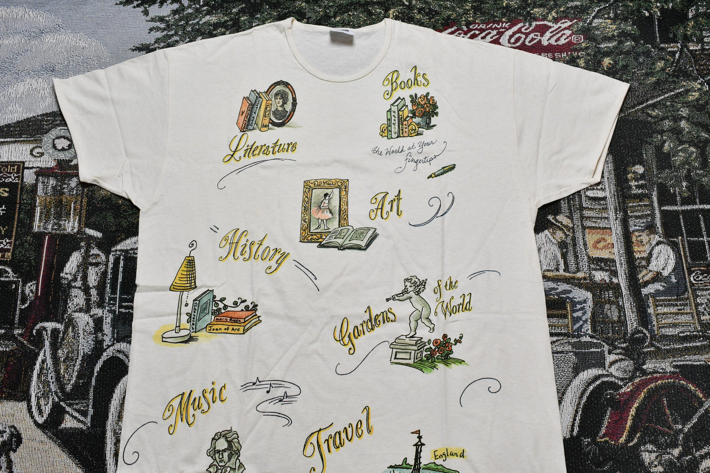 Vintage 1997 France Fine Arts Lounge T-Shirt / Souvenir Shirt / All Over Print / 90s / Streetwear / Retro Style