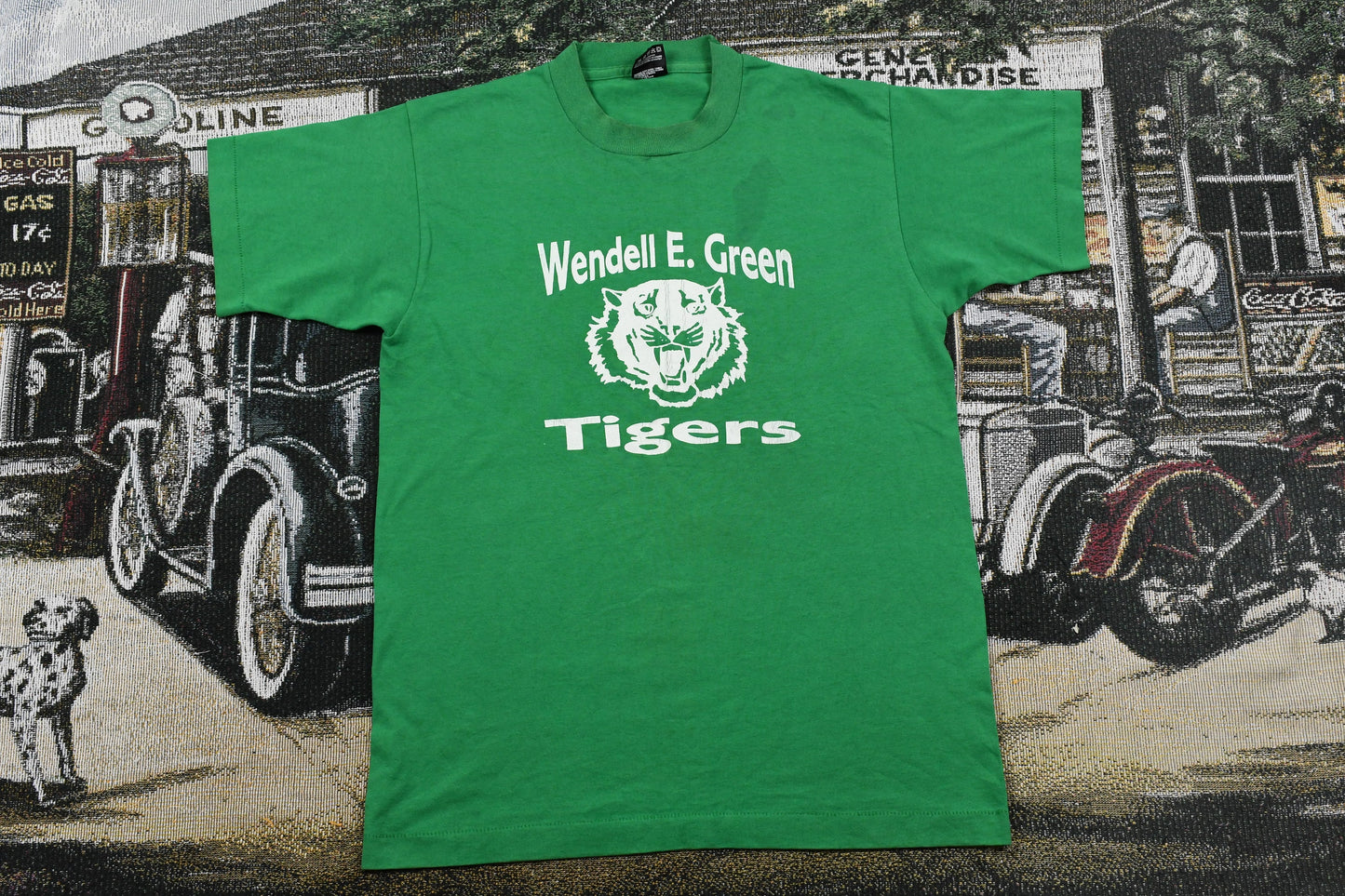 Vintage 1990s Wendell E. Green Tigers T-Shirt / Tiger Mascot / Varsity Graphic / Streetwear Fashion / Made In USA / Single Stitch