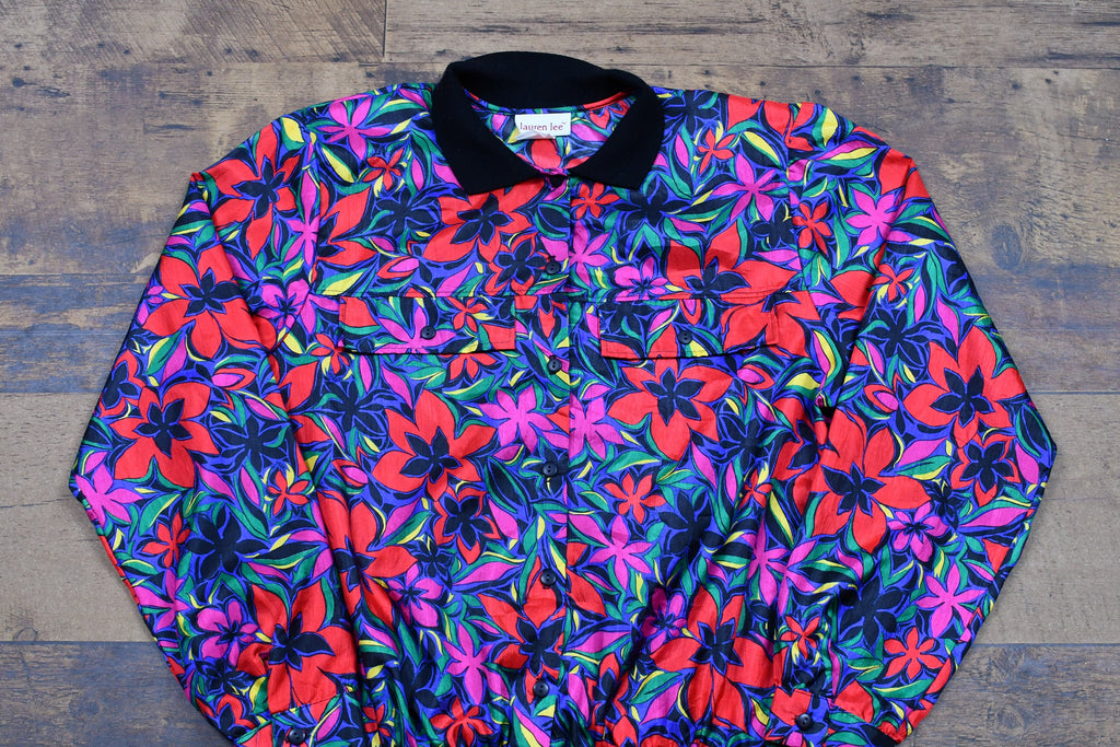 Vintage 1990s Lauren Lee All Over Print Button Up Windbreaker