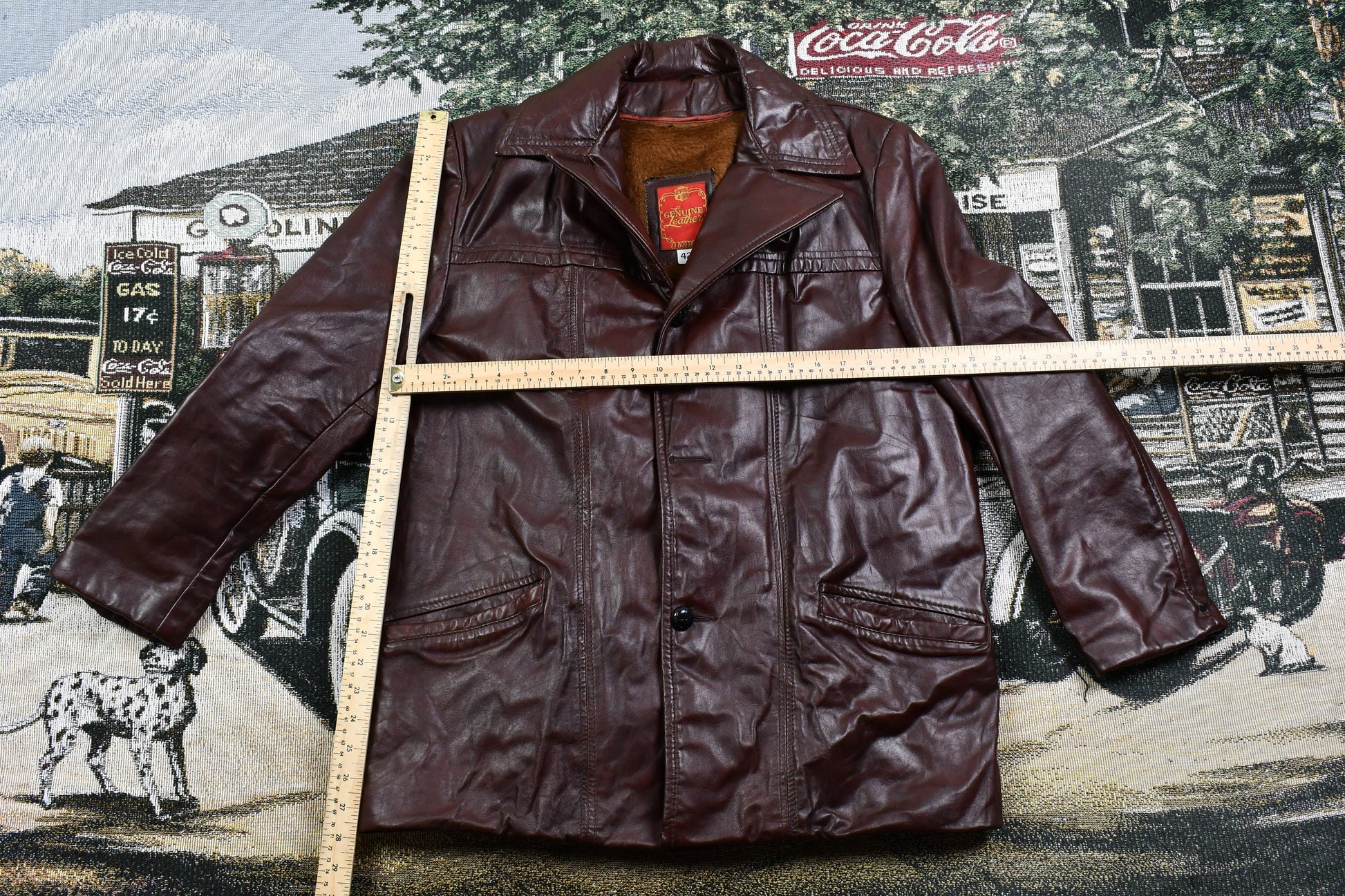 Vintage 1970s Genuine Leather Lined Overcoat