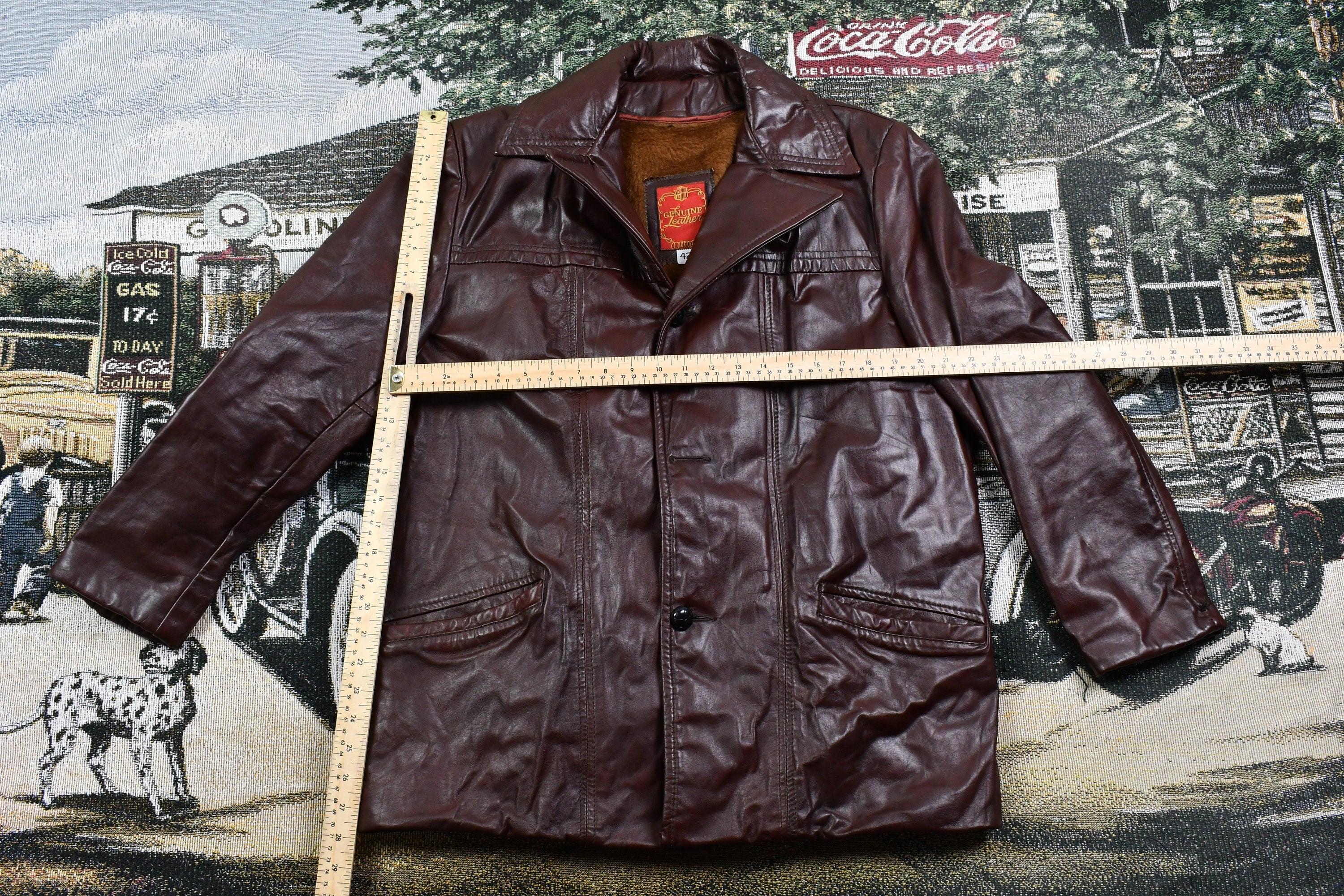 Vintage 1970s Genuine Leather Lined Overcoat