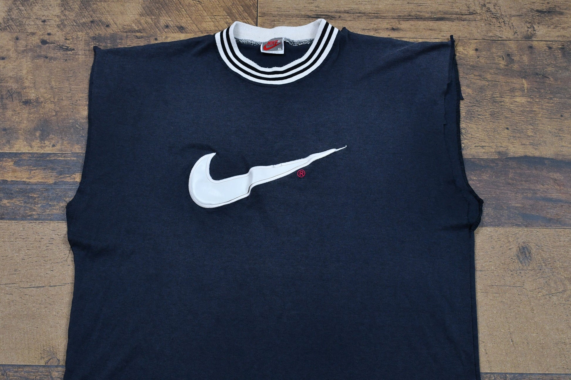 Vintage 1990s Nike Grey Tag Mid Swoosh Sleeveless T-Shirt