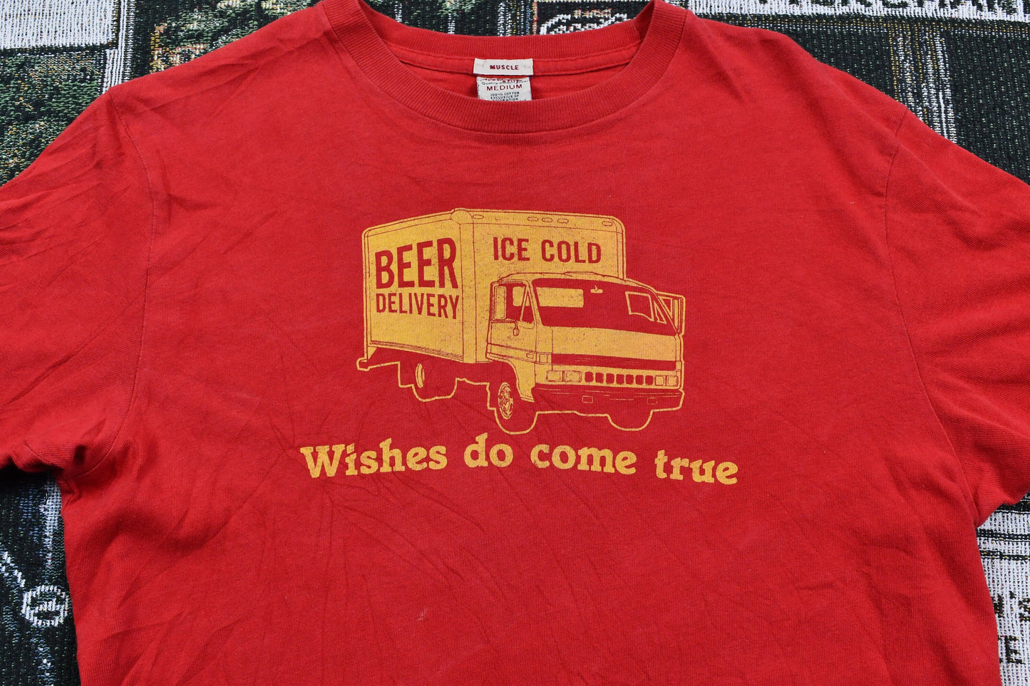 Vintage 1990s Wishes Do Come True Ice Cold Beer Truck Single Stitch T-Shirt / Bar Drinking Graphic / 80s / 90s / Streetwear / Alcohol / A&F