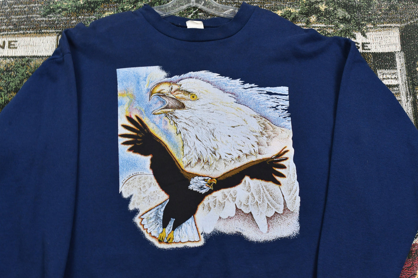 Vintage 1990s American Bald Eagle Graphic Crewneck / Nature Print Sweatshirt  / Wilderness / Pullover Sweatshirt / Made In Canada