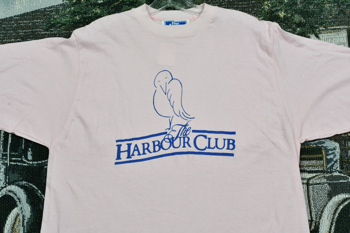 Vintage 1980s The Harbour Club Single Stitch Four Seasons T-Shirt / Pink Bird Boating Graphic / 80s / 90s / Streetwear / Retro Style