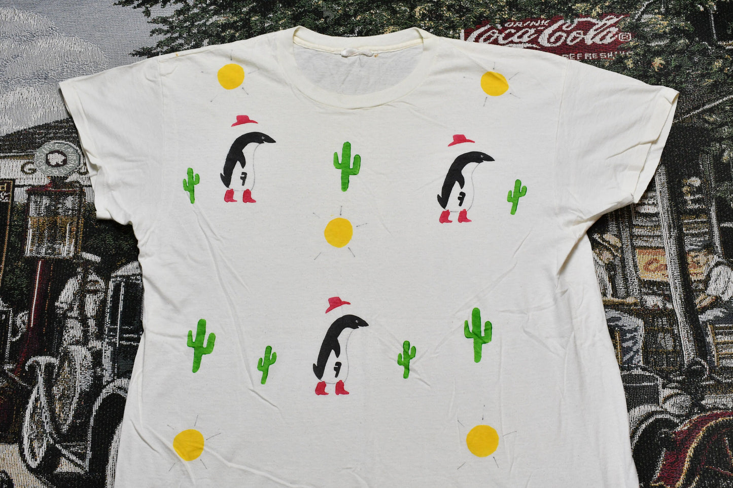 Vintage 1990s Cactus Desert Graphic Single Stitch T-Shirt / 80s / 90s / Streetwear / Retro Style / Plants & Animals / Sunset