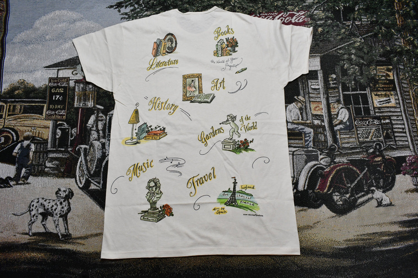 Vintage 1997 France Fine Arts Lounge T-Shirt / Souvenir Shirt / All Over Print / 90s / Streetwear / Retro Style