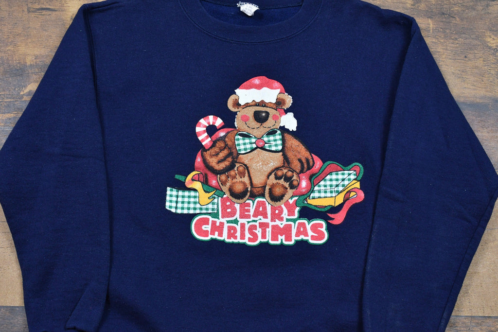 Vintage 1990s "Beary" Christmas Teddy Bear Sweater , 90s Holiday Crewneck , Winter Wear , Festive Graphic Print , Made In USA , Streetwear