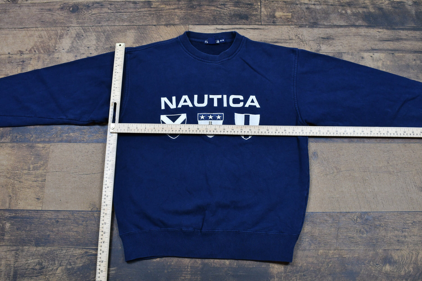 Vintage 1990s Nautica Spell Out Crewneck / Embroidered / Nautical Flags Sweatshirt / Streetwear Brand Logo Pullover Sweatshirt