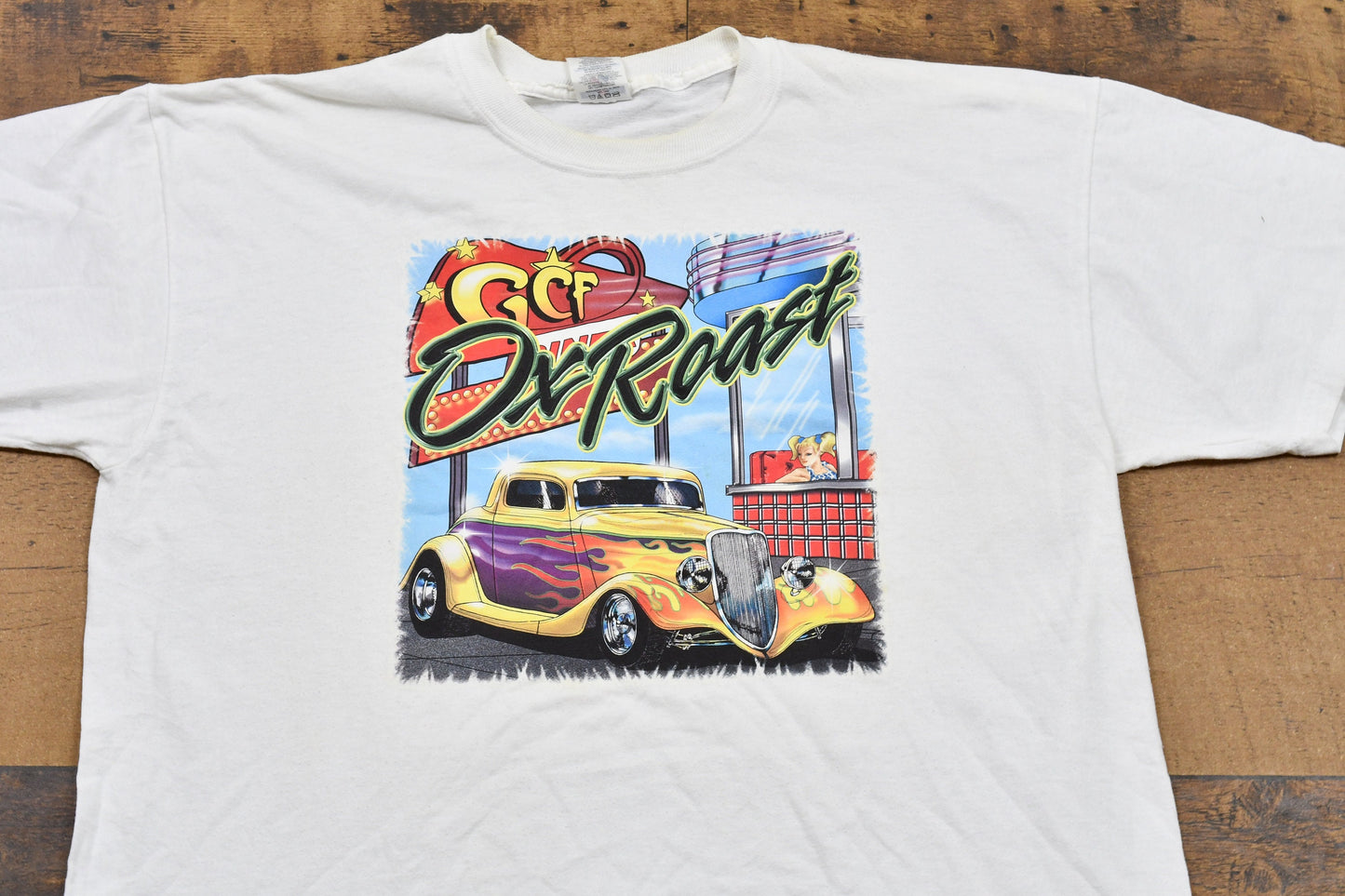 Vintage 1990s GCF Ox Roast Vintage Hot Rod T-Shirt / Automotive Racing / Classic Car Graphic / Streetwear / Retro Style / Jerzees Activewear