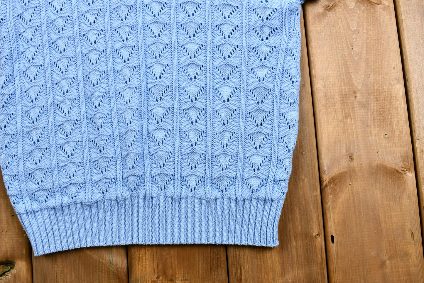 Vintage 1980s Knit Crewneck Sweater Vest / Baby Blue / Pullover Sweater