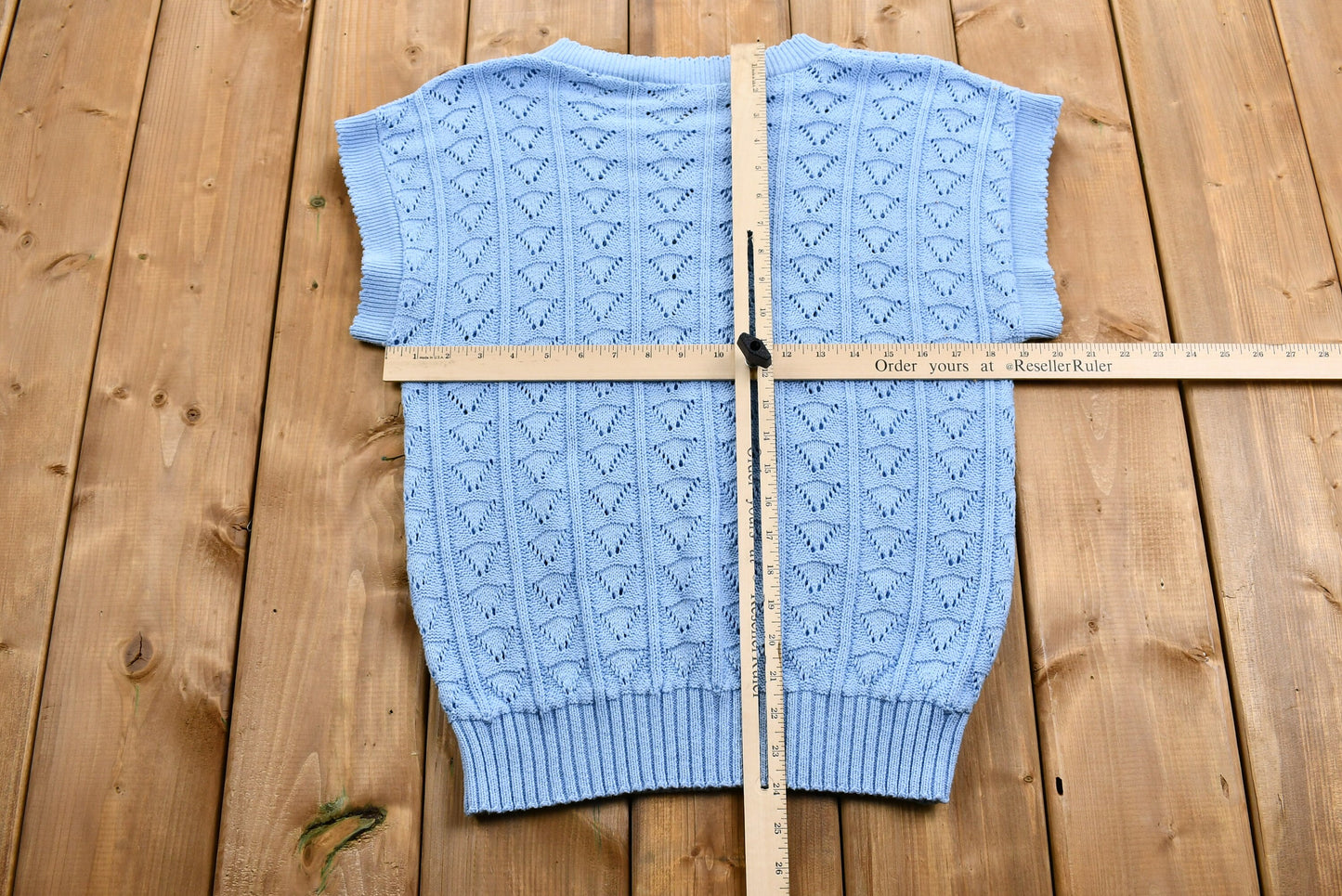 Vintage 1980s Knit Crewneck Sweater Vest / Baby Blue / Pullover Sweater