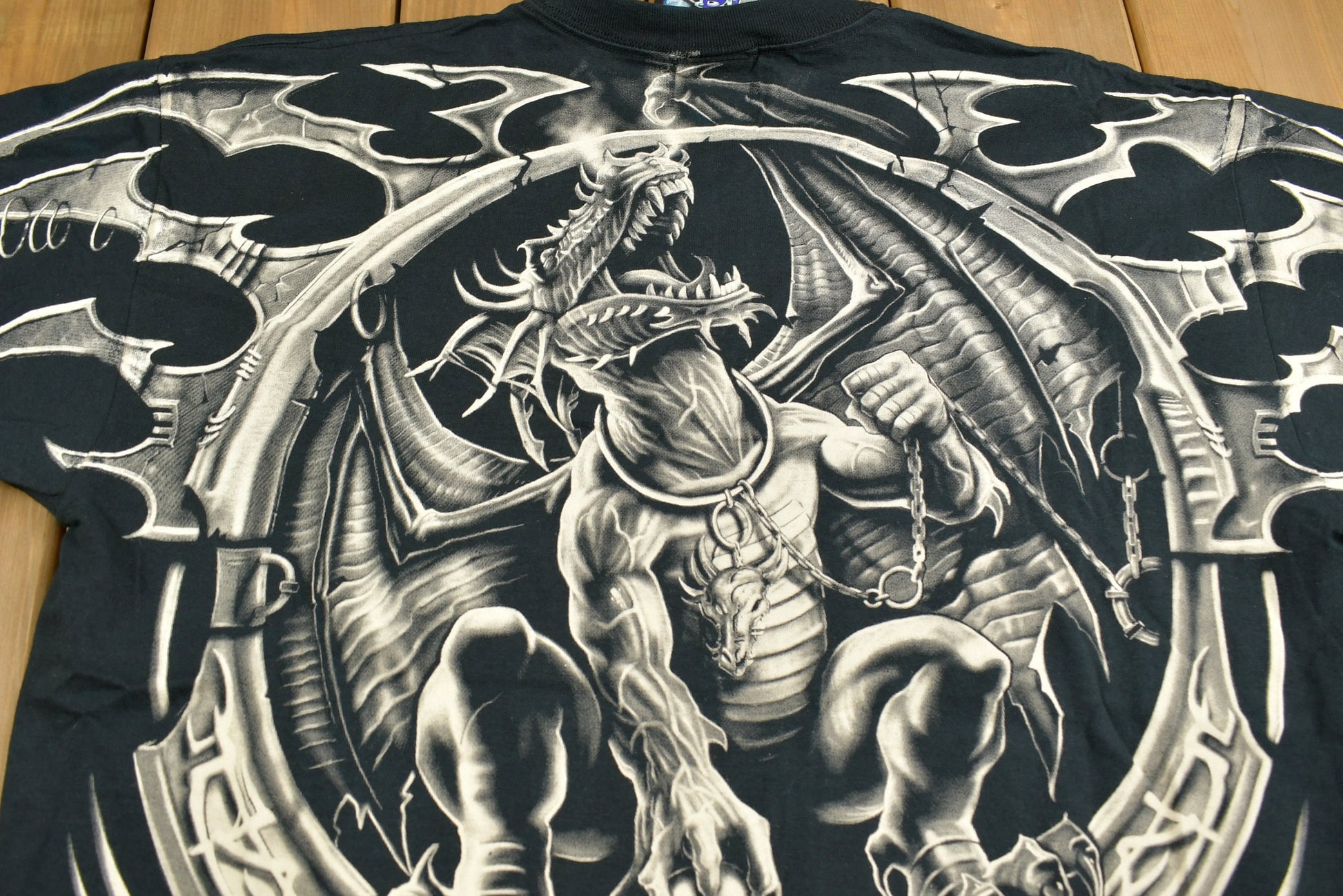 Vintage 2001 Deadstock Liquid Blue Dragon All Over Print T-Shirt