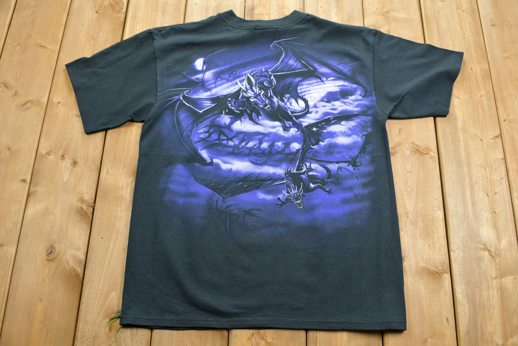 Vintage 2001 Deadstock Liquid Blue Dragon All Over Print T-Shirt