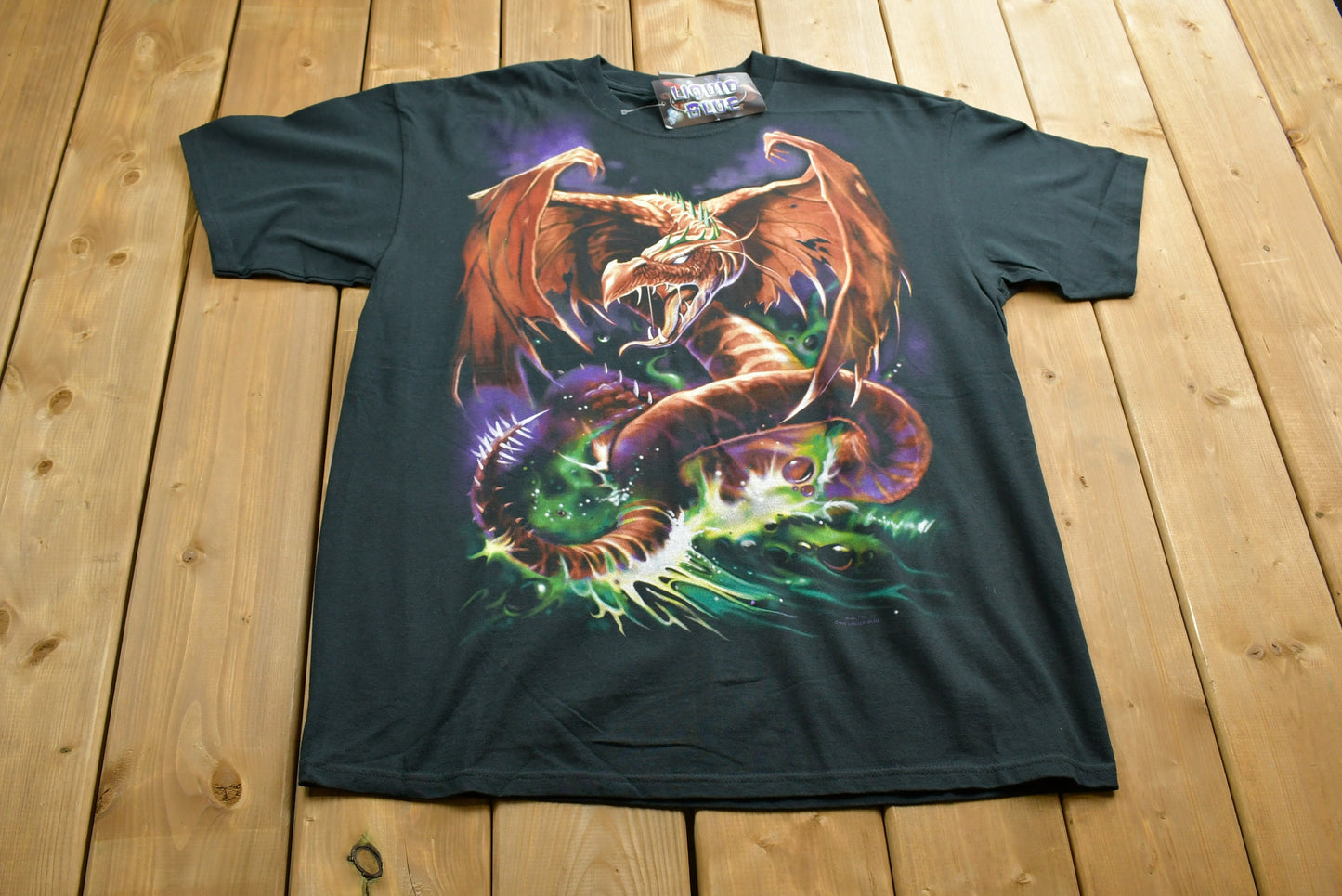 Vintage Deadstock 1999 Liquid Blue Dragon T-shirt / Vintage Band Tee / Band Tee / Fruit Of The Loom / Skull / Brockum / Made In USA