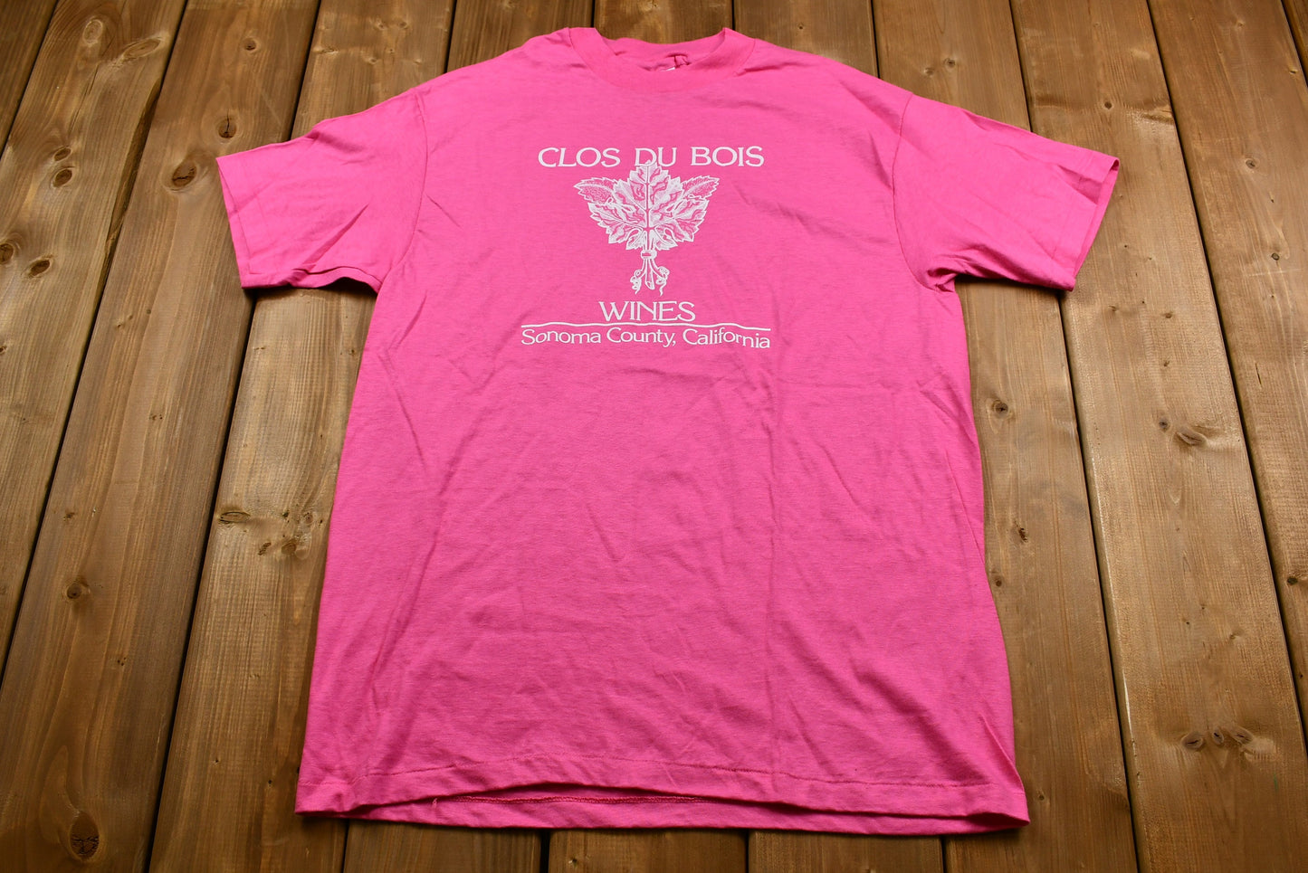 Vintage Early 1990s Paper-Thin Hot Pink Close Du Bois Winery T-Shirt / Single Stitch / 90s Streetwear / Retro Style