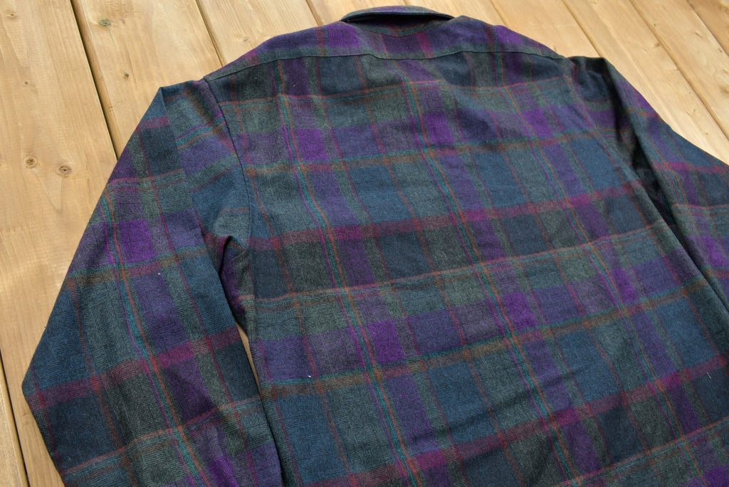 Vintage 1950s Pendleton Plaid Button Up Long Sleeve Shirt