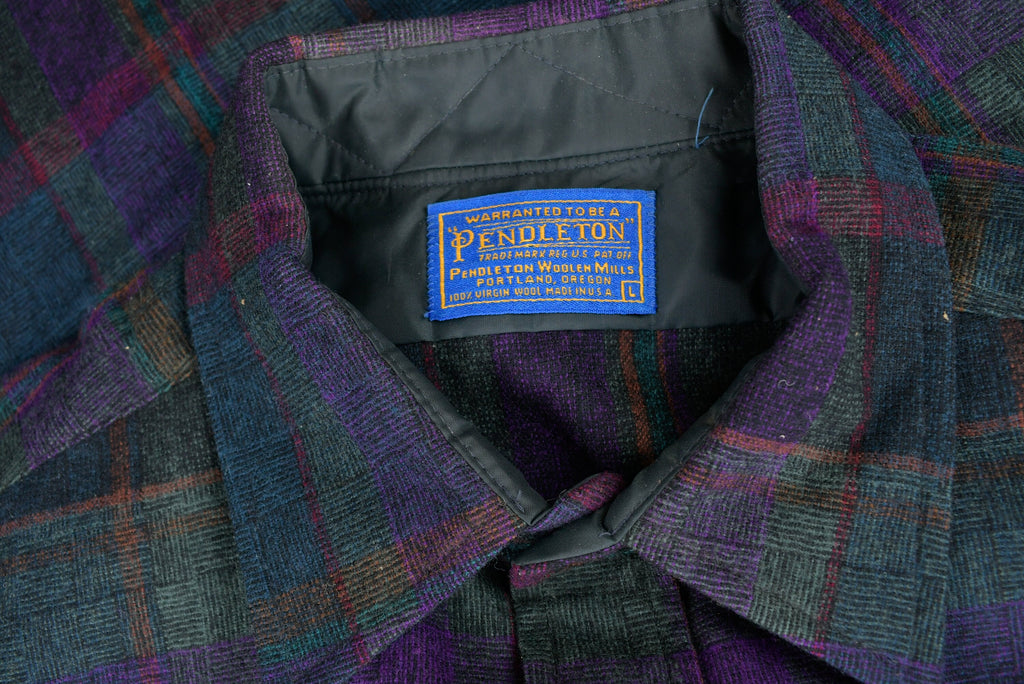 Vintage 1950s Pendleton Plaid Button Up Long Sleeve Shirt