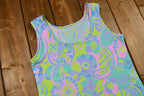 Vintage 1970s Dayglo Paisley Print Polyester Tank Top