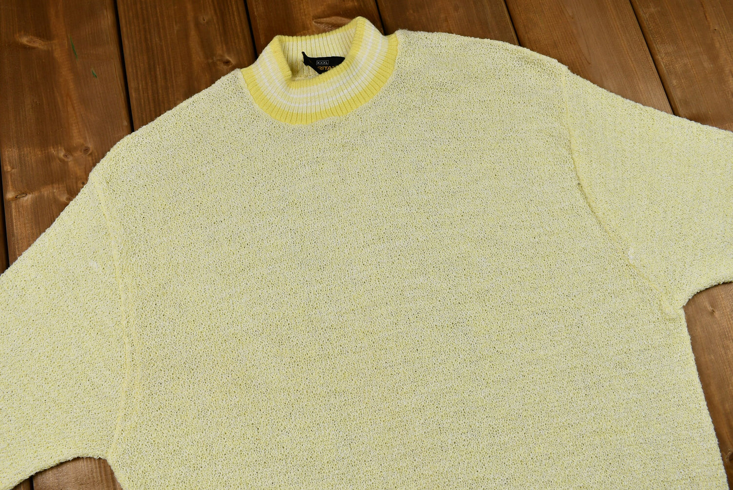 Vintage 1990s Pale Yellow Terry-Cloth T-shirt / American Vintage / Retro / Beachwear