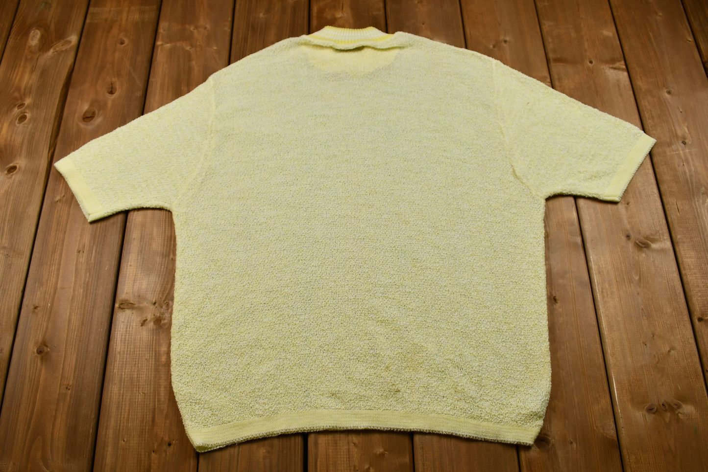 Vintage 1990s Pale Yellow Terry-Cloth T-shirt / American Vintage / Retro / Beachwear