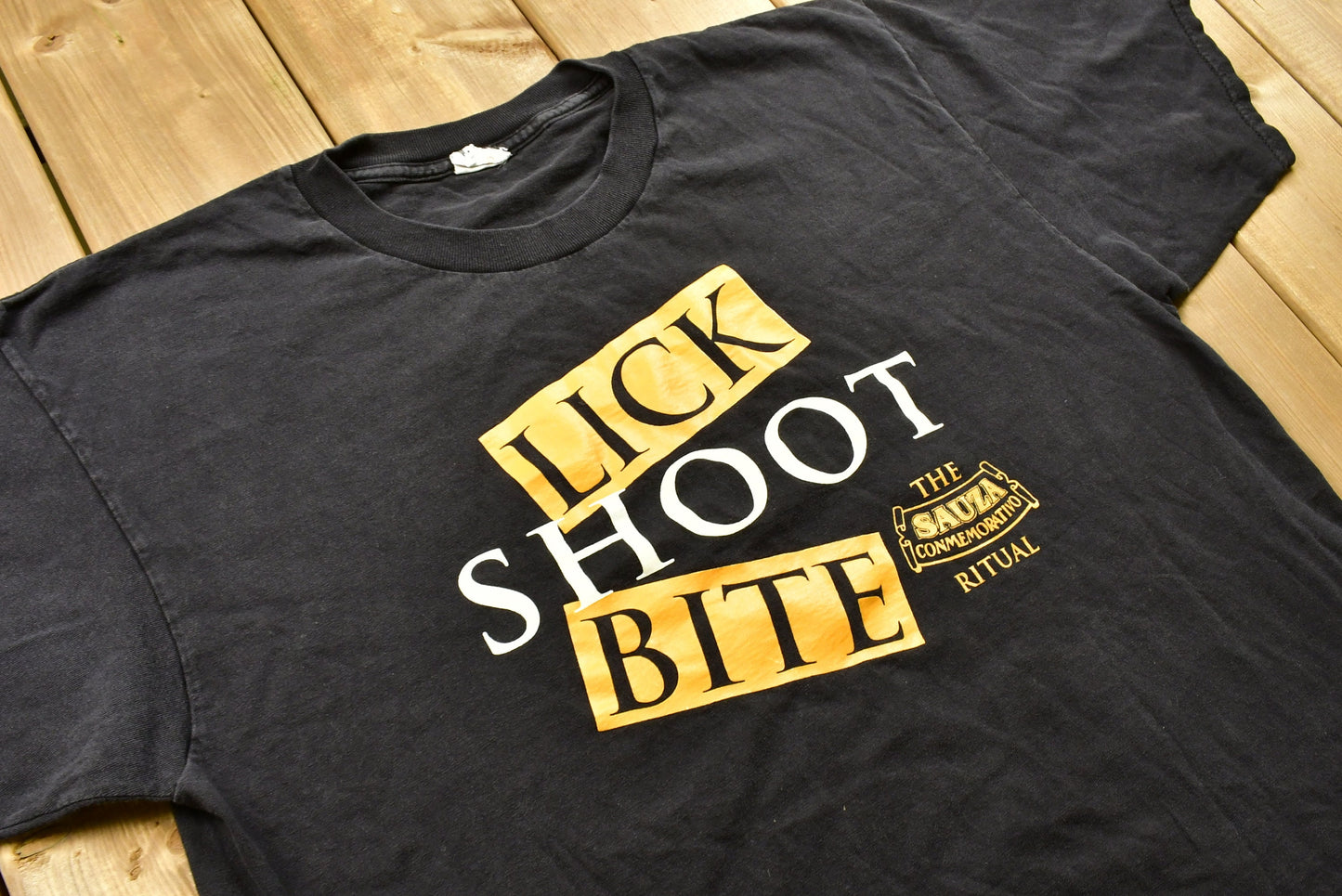 Vintage 1990s Single Stitch Lick Shoot Bite Tequila T-Shirt / Graphic / Streetwear / Retro Style