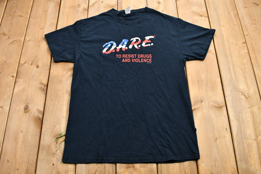 Vintage 1990s D.A.R.E. To Resist Drugs and Violence T-Shirt / American Flag / 90s Streetwear / Retro Style