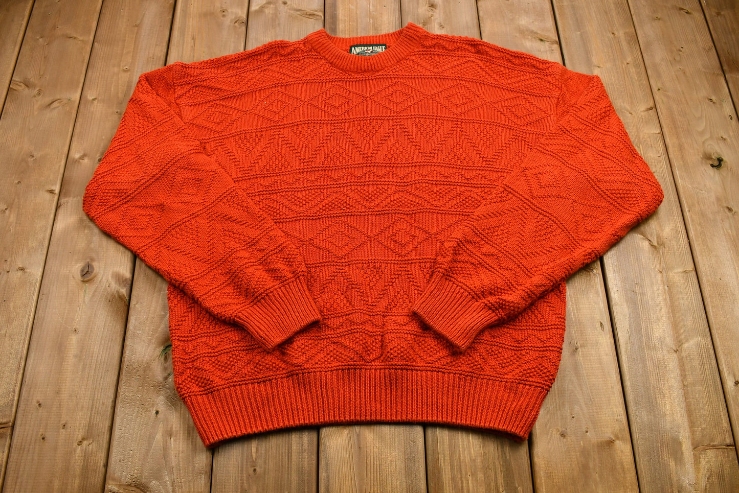 Vintage 90s American Eagle Outfitters Red Knit Sweater / Vintage 90s Crewneck / Pattern Knit / Fall & Winterwear / Pullover Sweatshirt