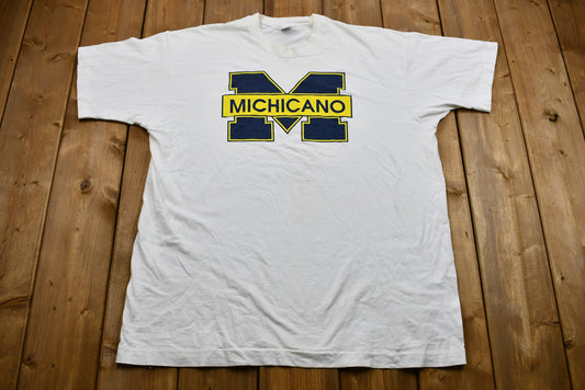 Vintage 1990s University of Michigan Michicano T-Shirt / NCAA Crewneck Tee / Americana / Vintage Sportswear / Athleisure / Made in USA