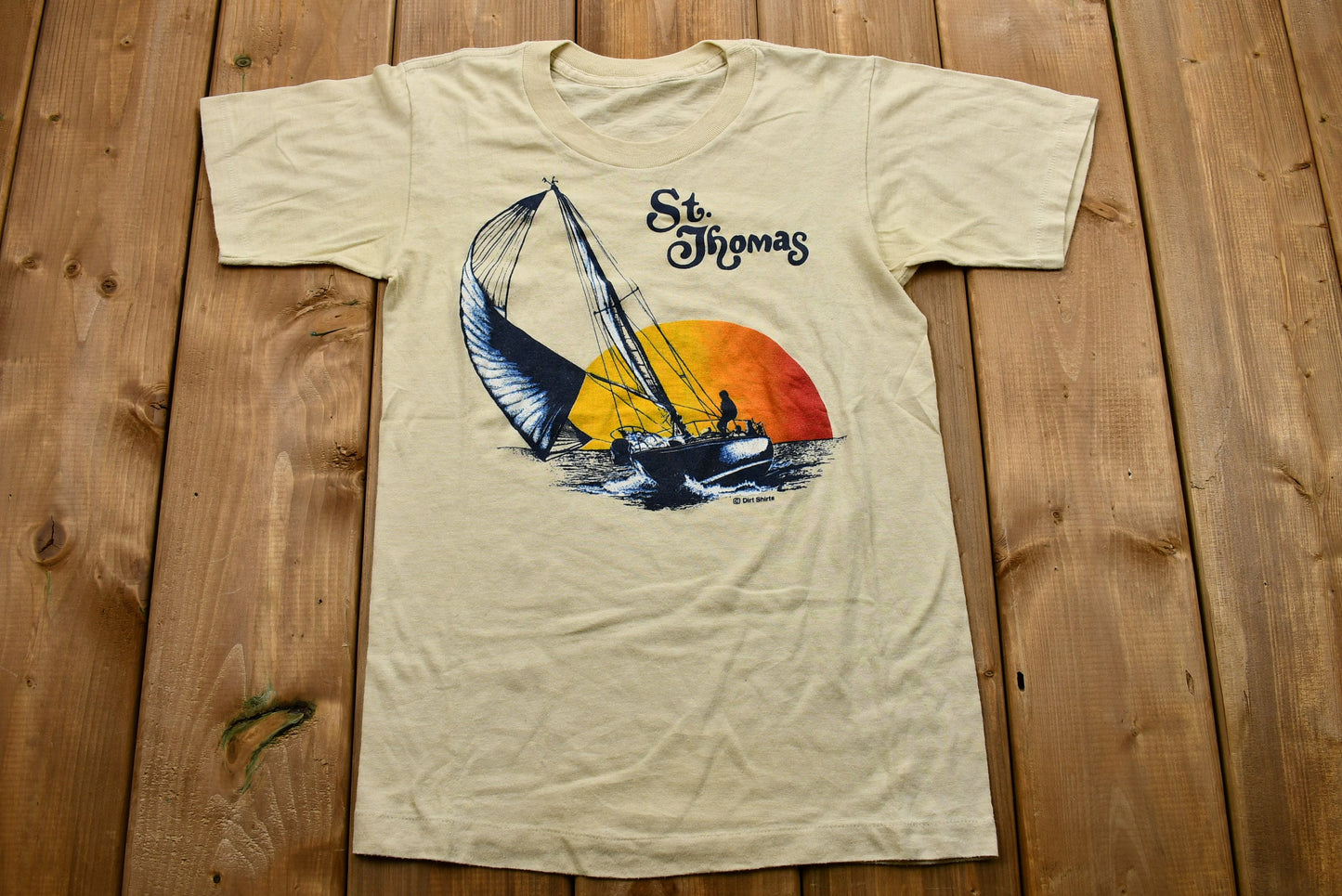 Vintage 1980s St. Thomas Sail Boat Graphic T-Shirt / U.S. Virgin Islands / Single Stitch / Souvenir / Vacation Tee / Travel & Tourism