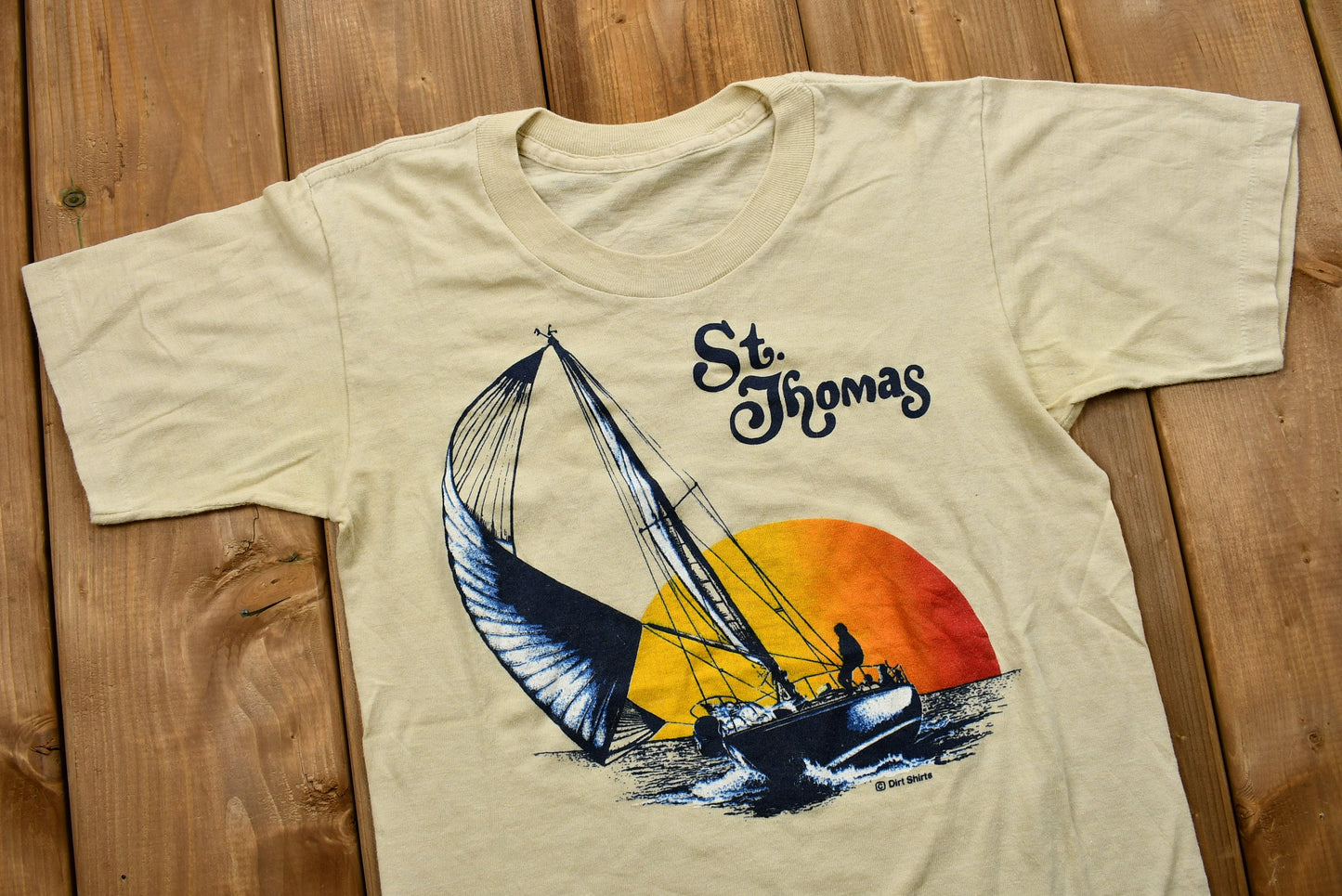 Vintage 1980s St. Thomas Sail Boat Graphic T-Shirt / U.S. Virgin Islands / Single Stitch / Souvenir / Vacation Tee / Travel & Tourism