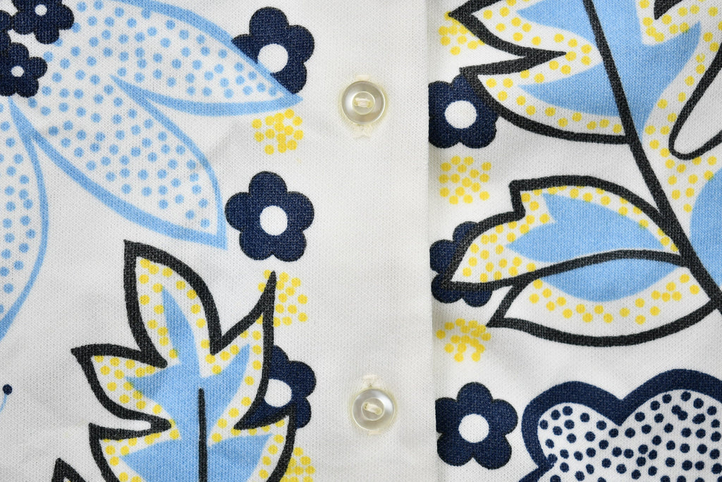 Vintage 1970s Floral Print Sleeveless Button-Up Tunic Blouse