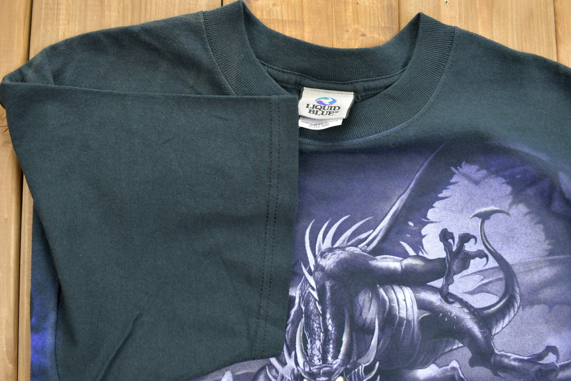 Vintage 2001 Deadstock Liquid Blue Dragon All Over Print T-Shirt