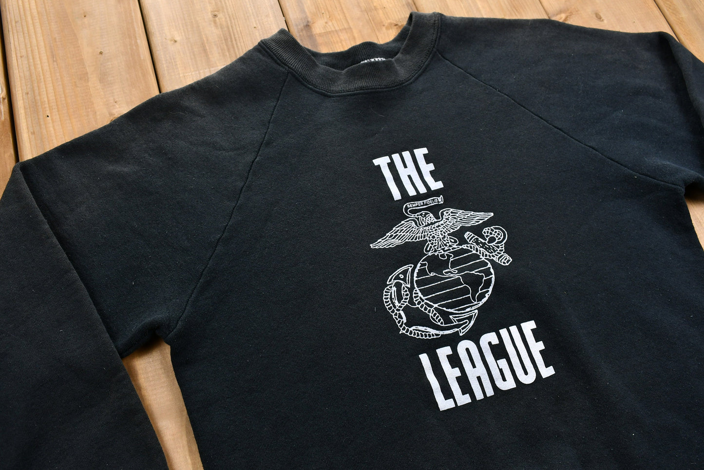 Vintage 1990s "The League" Graphic Crewneck / United States Marine Corps / Vintage Sweatshirt / American Sportswear / Pullover Sweatshirt