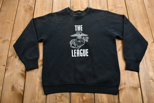 Vintage 1990s "The League" Graphic Crewneck / United States Marine Corps / Vintage Sweatshirt / American Sportswear / Pullover Sweatshirt