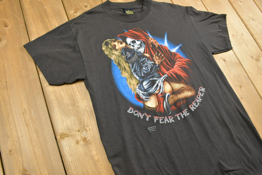 Vintage 1989 Don't Fear The Reaper 3D Emblem T-Shirt / 90s Graphic / Biker / Streetwear / Retro / Vintage Tee