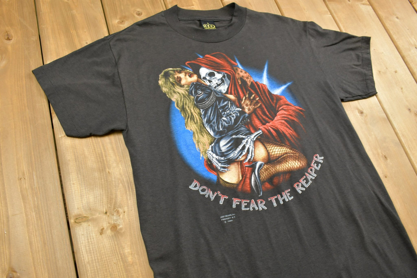 Vintage 1989 Don't Fear The Reaper 3D Emblem T-Shirt / 90s Graphic / Biker / Streetwear / Retro / Vintage Tee