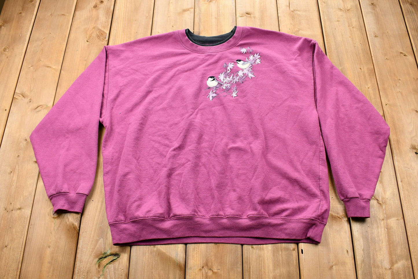 Vintage 1990s Embroidered Birds Crewneck / 90s Crewneck / Nature / Animals / Vintage Sweatshirt / American Streetwear / Pullover Sweatshirt