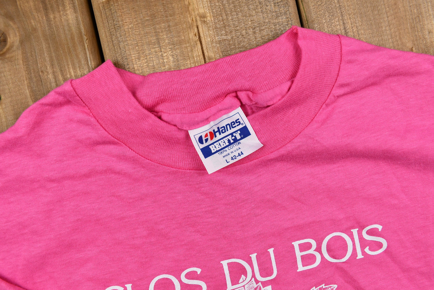 Vintage Early 1990s Paper-Thin Hot Pink Close Du Bois Winery T-Shirt / Single Stitch / 90s Streetwear / Retro Style