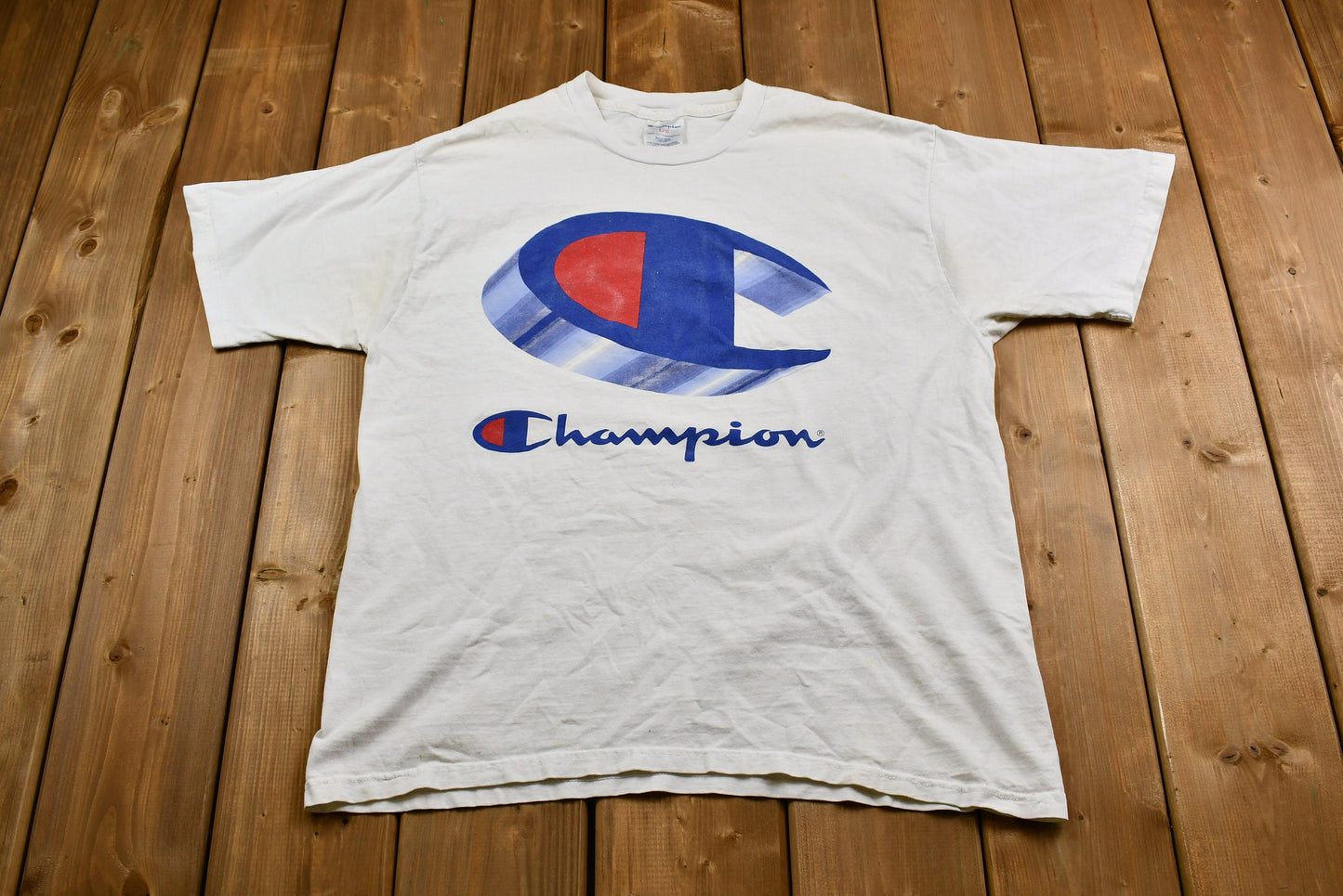 Vintage 1990s Champion Logo T-Shirt / Made in Canada / 90s Streetwear / Retro Style