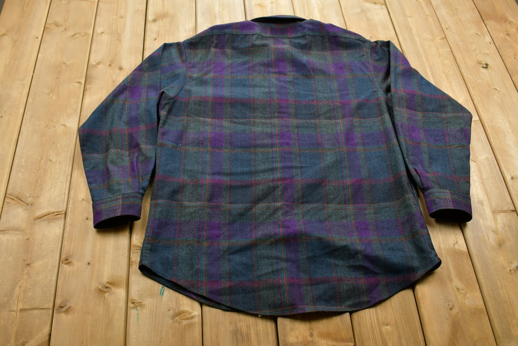 Vintage 1950s Pendleton Plaid Button Up Long Sleeve Shirt