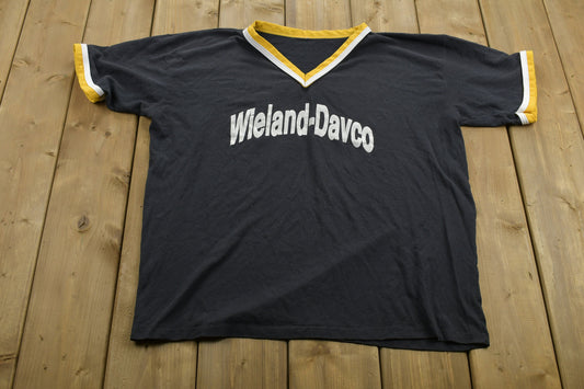 Vintage Sportswear T-Shirt / Baseball Club Graphic / V-Neck Style / Wieland-Davco / 80s / 90s / Streetwear / Retro Style