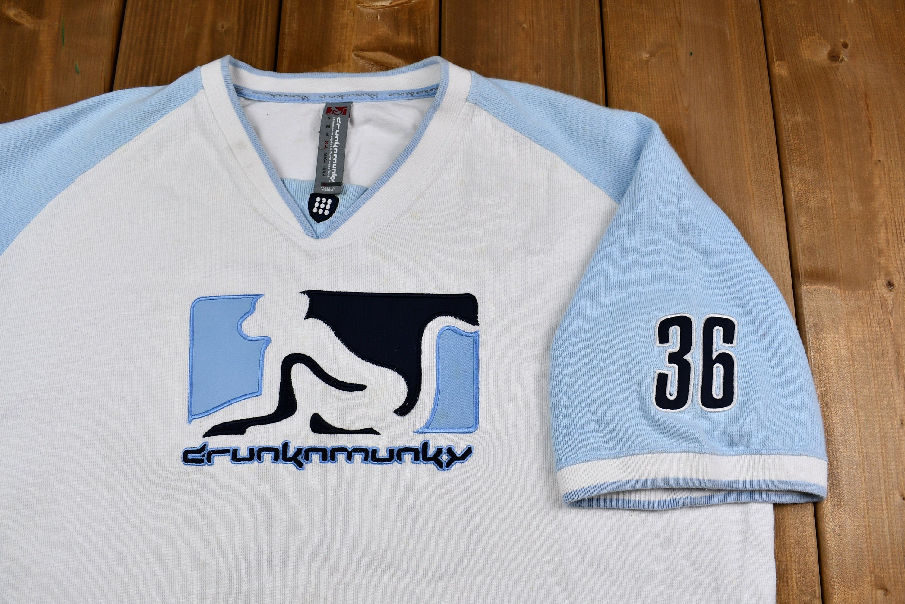 Vintage Y2K Drunk Munkey Jersey-Style T-Shirt