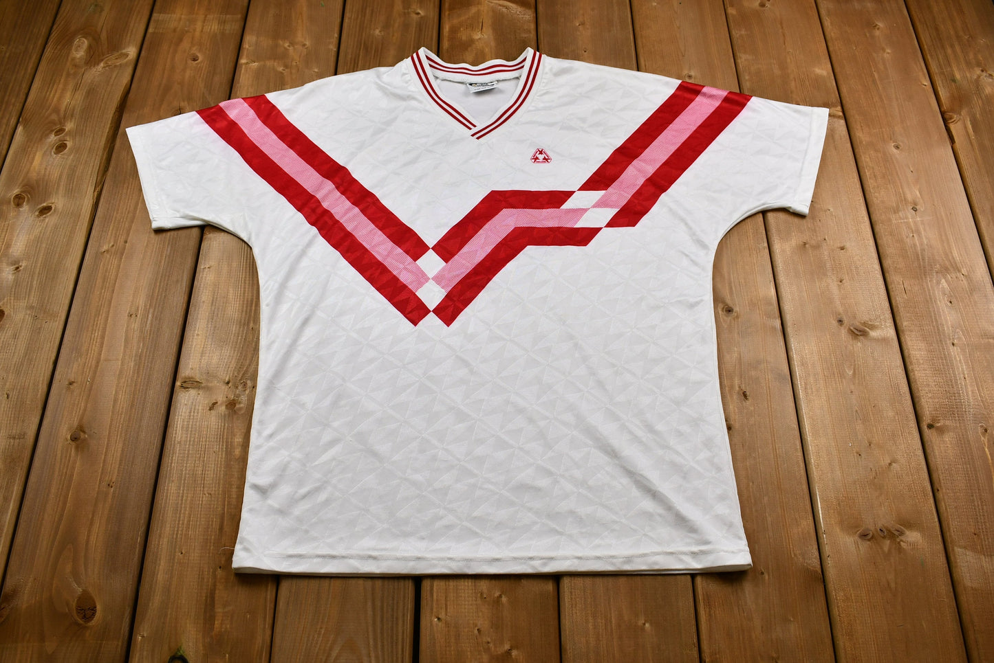 Vintage 1990s Challenge Jersey-Style T-Shirt / V-Neck / #9 / Striped / Vintage Sportswear / Athleisure