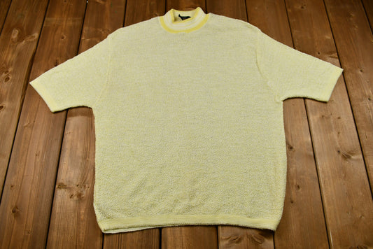 Vintage 1990s Pale Yellow Terry-Cloth T-shirt / American Vintage / Retro / Beachwear