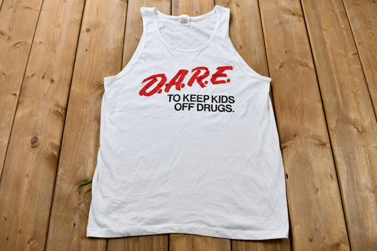 Vintage 1980s D.A.R.E. To Keep Kids Off Drugs Tank Top / 80s Fashion / Made in USA / Streetwear / Retro Style