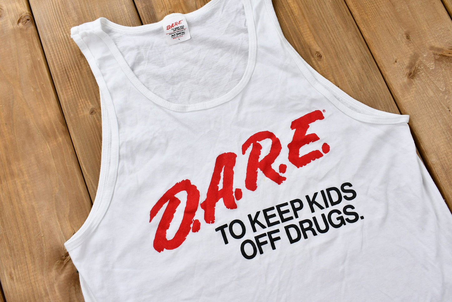 Vintage 1980s D.A.R.E. To Keep Kids Off Drugs Tank Top / 80s Fashion / Made in USA / Streetwear / Retro Style