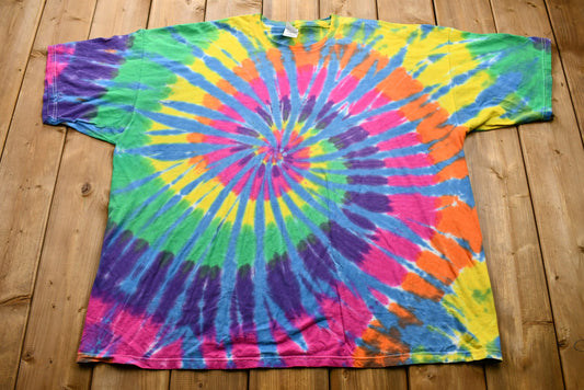 Vintage 1990s Rainbow Swirl DNA Tie-Dye T-Shirt / 90s Streetwear / Retro Style / Hippie Fashion