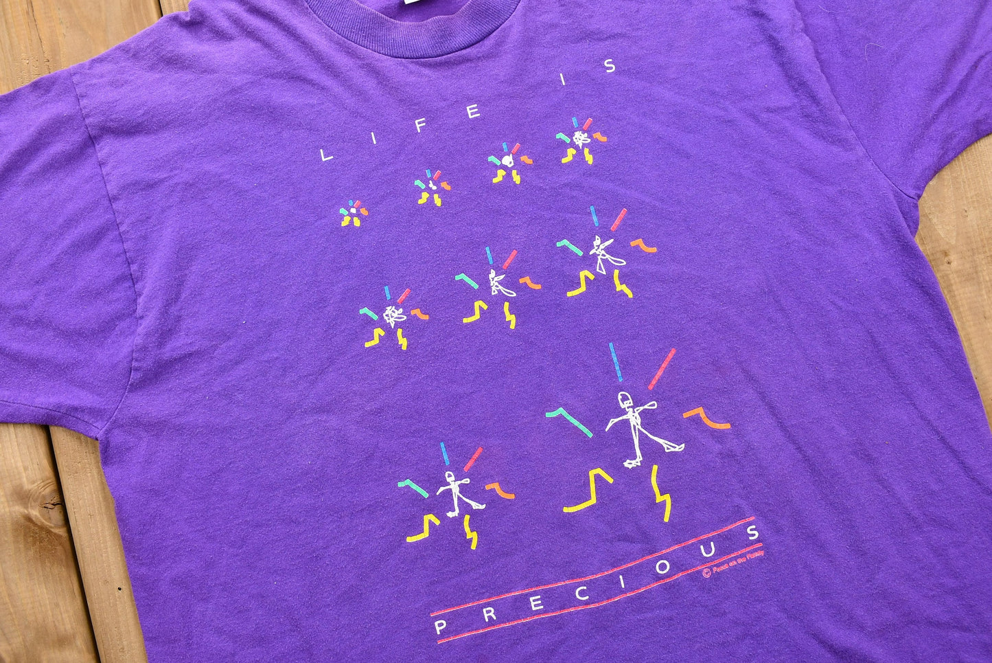 Vintage 1990s Life Is Precious Purple T-Shirt / Single Stitch / 90s Streetwear / Retro Style / Vintage Athleisure