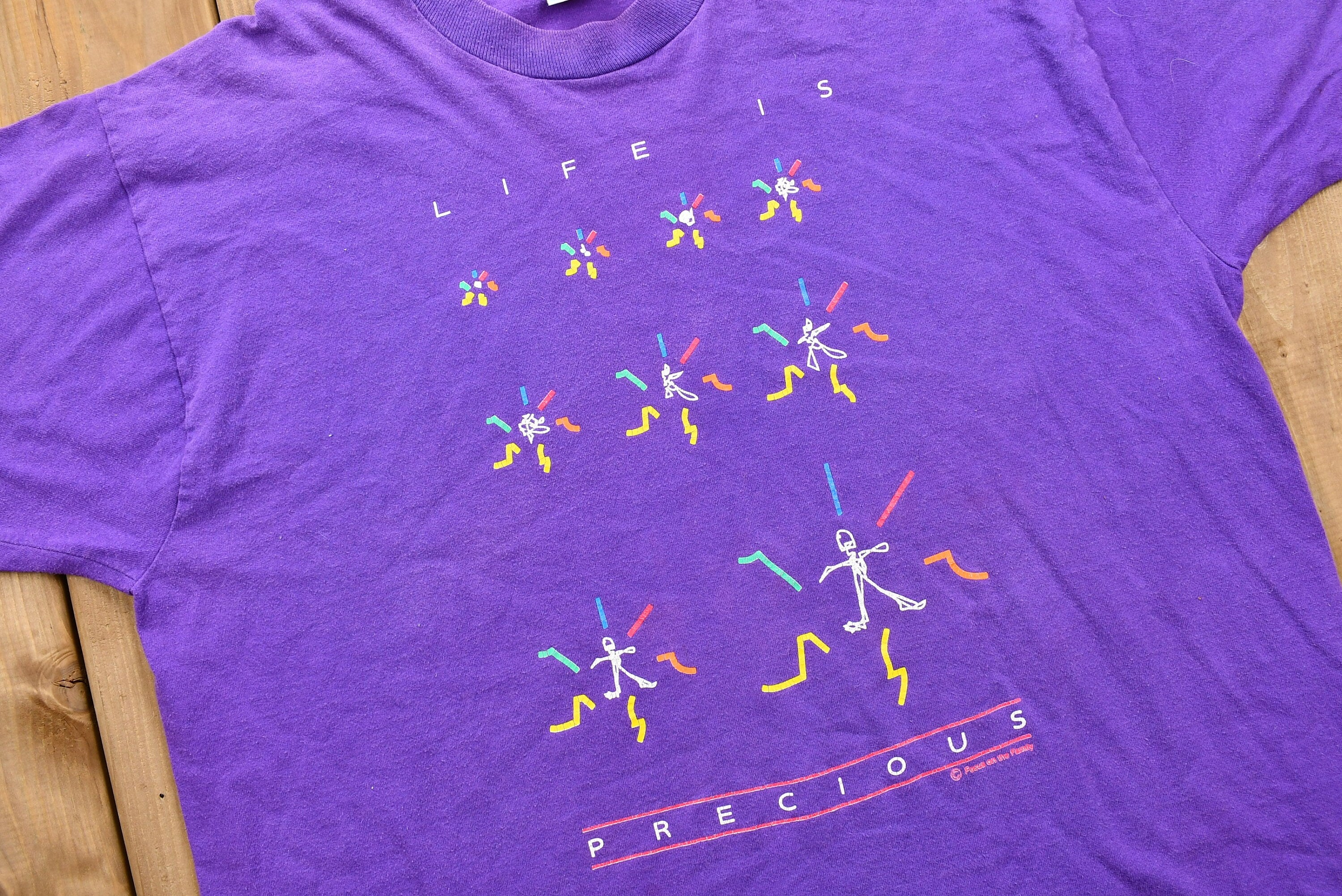 Vintage 1990s Life Is Precious Purple T-Shirt